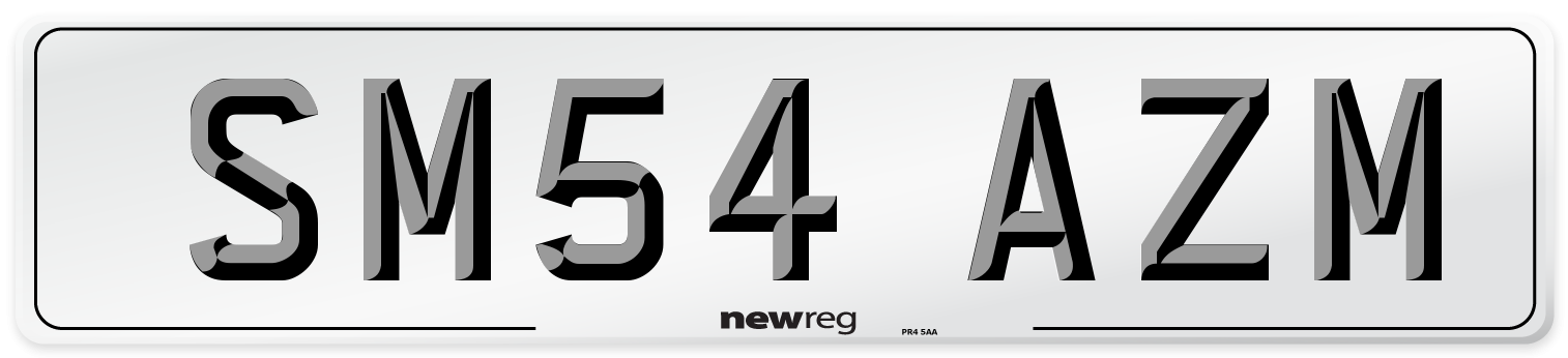 SM54 AZM Number Plate from New Reg